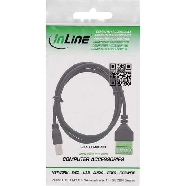 InLine 92504I, Svart, Grön, Hane/Hona, Rak, 26/16, 300 V, 10 mO