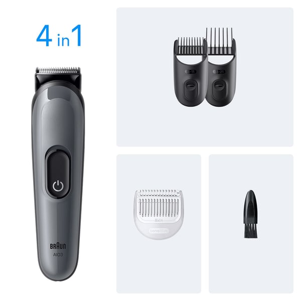 Braun Series 3 Aio3500 harmaa monitoimitrimmeri 4-in-1