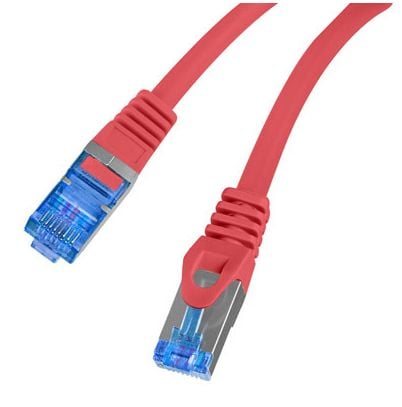 Lanberg - Koblingskabel - RJ-45 (hann) til RJ-45 (hann) - 5 m - S/FTP - CAT 6a - halogenfri, formstøpt, uten hindringer, flertrådet - rød, RAL 3017