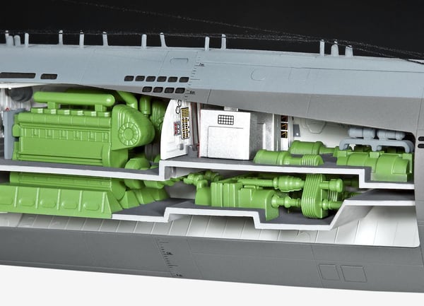 Revell U-Boot Typ XXI U 2540 &Interieur, Ubåtmodell, Monteringssett, 1:144, U-Boot Typ XXI, Alle kjønn, Plast