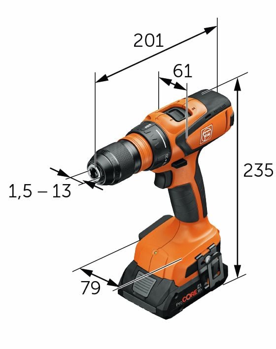 FEIN ASCM 18 QSW AS N00 batteridrill 18 V 30/40 Nm uten batteri