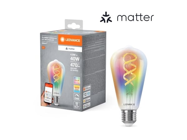 LEDVANCE SMART+ MATTER Filament Multicolor Classic E40 4,8W - E27 Smart glödlampa