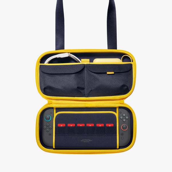 Spigen Nano Pop Pro, Fodral, Nintendo, Mörkblå, Gul, Polykarbonat, Nintendo Switch 2, Dragkedja