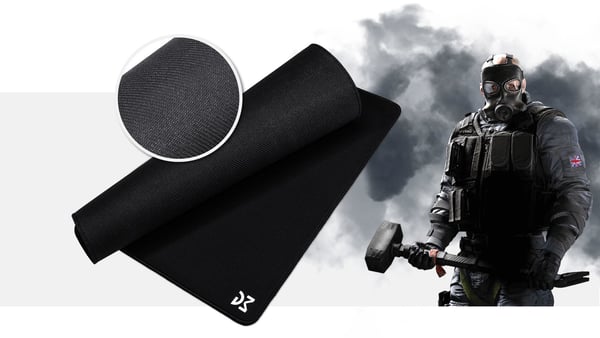 Dream Machines DM L, Sort, Monokromatisk, Mikrofiber, Gummi, Antiskliunderlag, Musematte til gaming