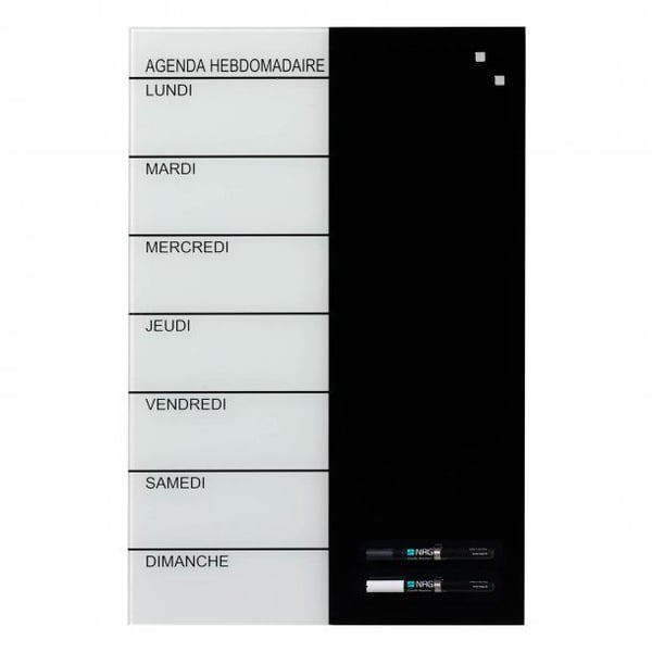 NAGA Weekplannder glastavle 40x60 cm - med Fransk tekst