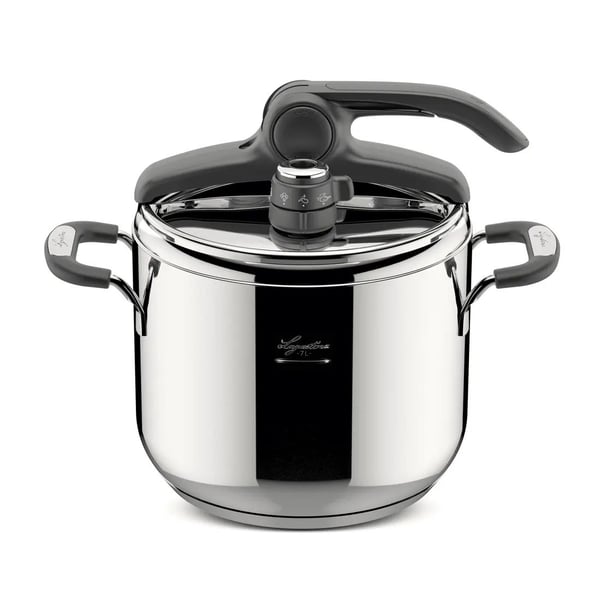 Lagostina 8900524569, 7 l, Keramisk, Gass, Halogen, Induksjon, Forseglet Plate, Rustfritt stål, 22 cm, Silikon, Svart