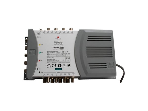 Triax 318604, 5 lähtöä, 16 tuloa, 950 - 2200 MHz, 47 - 694 MHz, 1.0, 2.0, 180 - 264 V