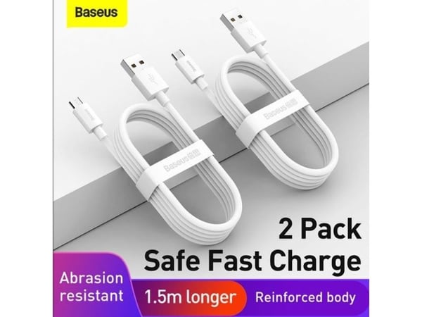 Baseus TZCAMZJ-02, 1,5 m, USB A, Micro-USB B, 0,48 Gbit/s, Hvit Baseus TZCAMZJ-02, 1,5 m, USB A, Micro-USB B, 0,48 Gbit/s, Hvit