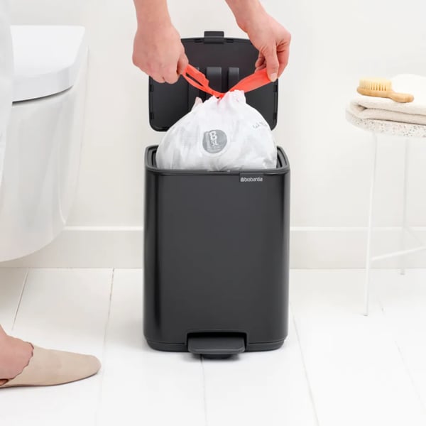 Brabantia Bo, 7 l, Rektangulär, Stål, Svart, Plast, Pedal