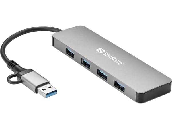 Sandberg - Hub - USB-C/A - 4 x SuperSpeed USB 3.0 - stasjonær