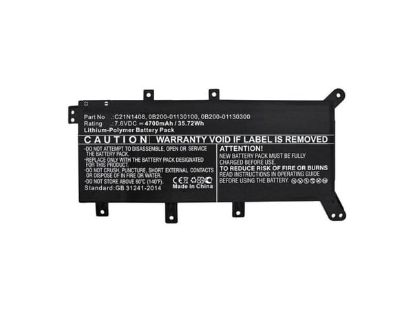 CoreParts - Batteri til bærbar PC (tilsvarer: ASUS 0B200-01130100, ASUS 0B200-01130300, ASUS C21N1408) - 7,6 V - litiumpolymer - 4100 mAh - 31 Wh -...