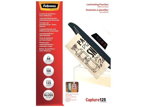 Fellowes 5328502, A4, 125 µm, Matta, 100 kpl