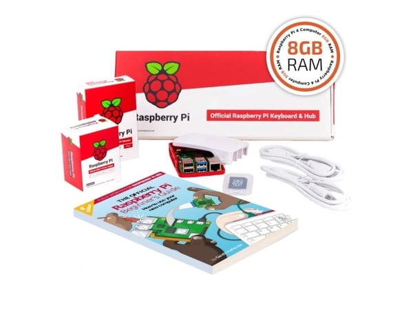 Raspberry Pi 4B SI-RPI4B-FULL8GB komplettsett 8 GB, rødt/hvitt kabinett Raspberry Pi 4B SI-RPI4B-FULL8GB komplettsett 8 GB, rødt/hvitt kabinett