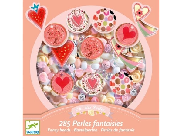 DJECO Heart Fancy Beads, Lasten helmisetti, 6 vuosi/vuosia, Muovi, Monivärinen