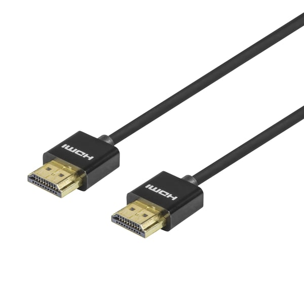 Deltaco Ultratynn høyhastighets HDMI-kabel med Ethernet, 2 m, svart, 2 m, HDMI Type A (Standard), HDMI Type A (Standard), 3840 x 2160 piksler, 18 G...
