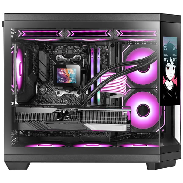 Mars Gaming MC3TCORELCDM datorchassi micro ATX/Mini-ITX, svart härdat glas