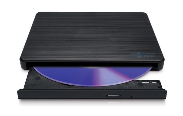 Hitachi-LG Slim Portable DVD-Writer, Musta, Kelkka, Työpöytä/Laptop, DVD±RW, USB 2.0, 60000 h