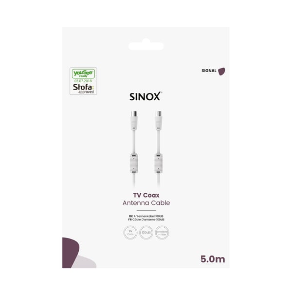 Sinox SOE09205, 3 m, Koaksial, Koaksial, Hvit