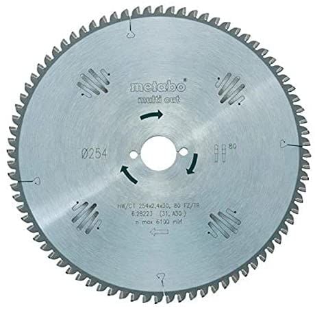 Metabo 628223000 pyörösahanterä 254 x 30 mm, 80 hammasta, 1,8 mm, Multi Cut