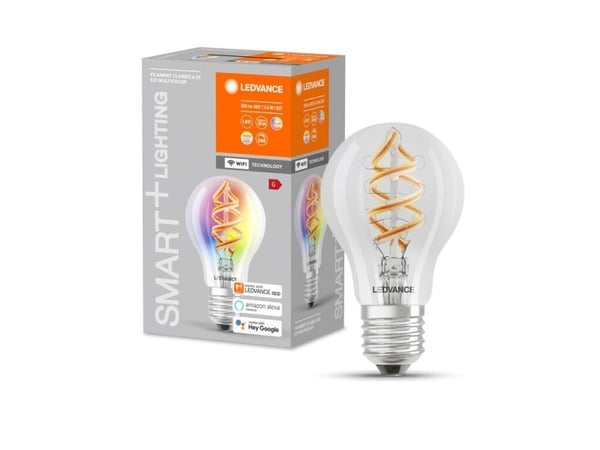 LEDVANCE SMART+ standard RGBW LED-filamentlampa E27 WiFi, klar