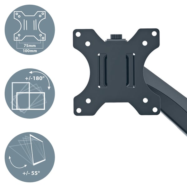 Leitz Ergo - Monteringssett (spring-assisted dual arm) - for 2 LCD-skjermer - space saving - metall - mørk grå - skjermstørrelse: 17"-32"