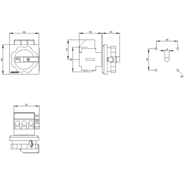 Lastbryterkontakt sort 3-polet 16 mm² 32 A 1 x sluttekontakt, 1 x brytekontakt 690 V/AC Siemens 3LD22031TP51