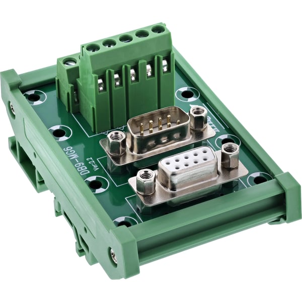 InLine 92501M, Terminal block / D-Sub 9, Grønn, Hankjønn/hunkjønn, 300 V, 10 mO, 100 V