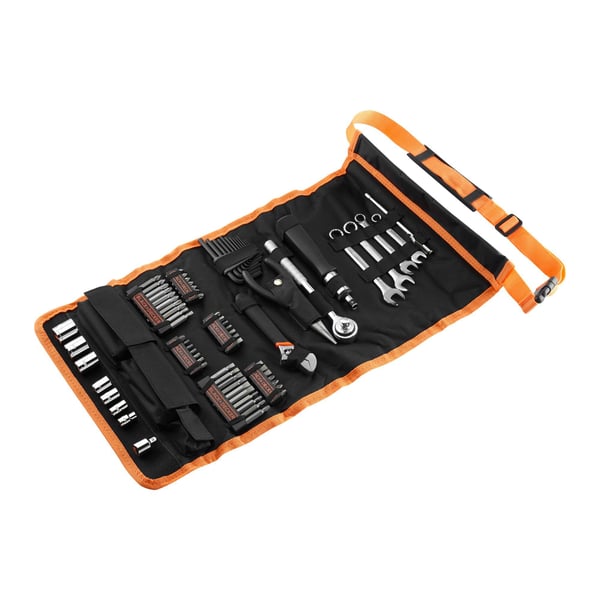 BLACK+DECKER A7063-QZ työkalusarja, 76 osaa, rullalaukussa, musta/oranssi