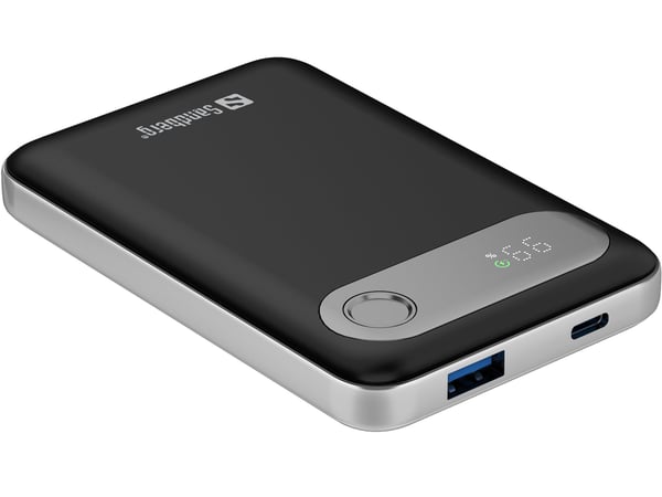 Sandberg Travel - Strømbank - 10000 mAh - 38.5 Wh - 20 watt - 4.5 A - PD - 2 utgangskontakter (USB, USB-C)