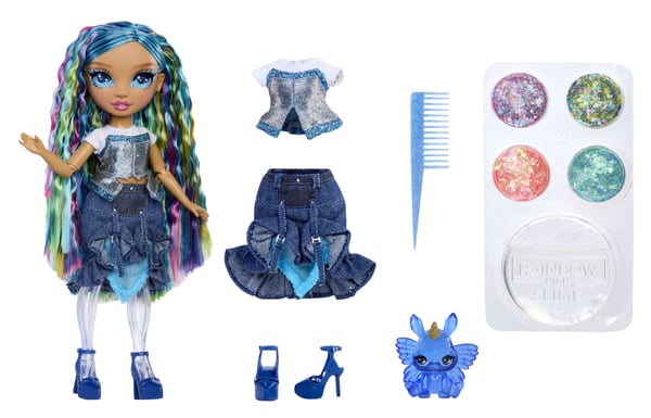 Rainbow High Rainbow Shimmers with Slime Fashion Doll - Skyler (blue), Motedukke, Jente, 4 år, Gutt/Jente, 280 mm, Flerfarget