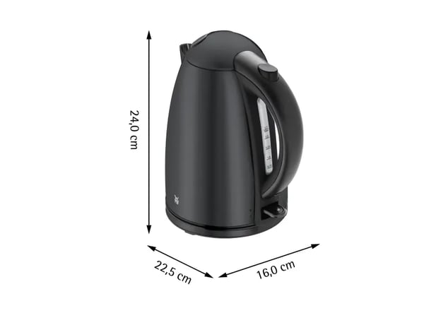 WMF Stelio 0413020072, 1,7 l, 2400 W, Svart, Rostfritt stål, Vattennivå indikator, Överhettningsskydd