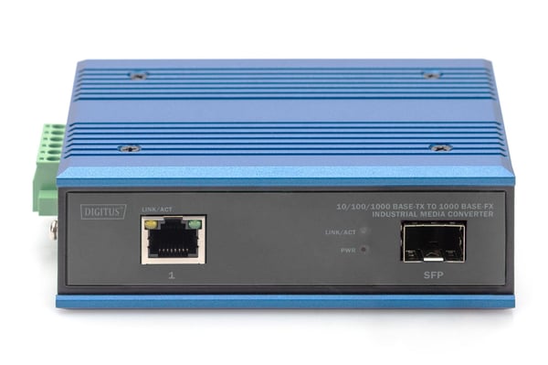 DIGITUS - Fibermediekonverterare - 1GbE - 1000Base-FX, 10/100/1000Base-T - RJ-45 / SFP (mini-GBIC) - upp till 80 km