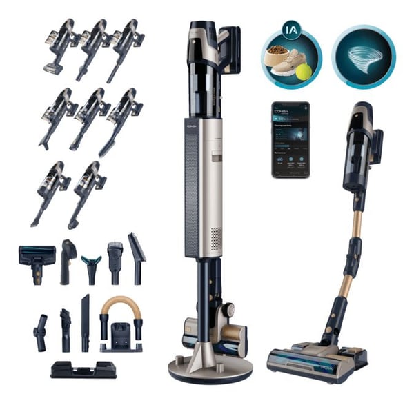 Cecotec Conga Rockstar 11500 Odyssey Station Connected IA, 2-i-1 stavstøvsuger, Uten pose, Svart, 1,7 l, Rektangulær, Tørr