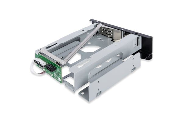 Icy Dock MB171SP-1B, 13,3 cm (5.25"), Liitinpaneeli, Musta, Hopea, 3.5", Serial Attached SCSI (SAS), SATA III, Metalli