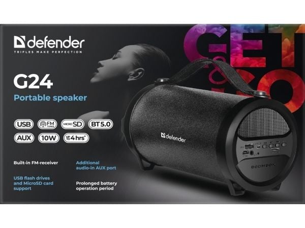 Defender G24, 7,62 cm (3"), 10 W, 70 - 20000 Hz, 85 dB, Langaton, Micro-USB, USB A-tyyppi