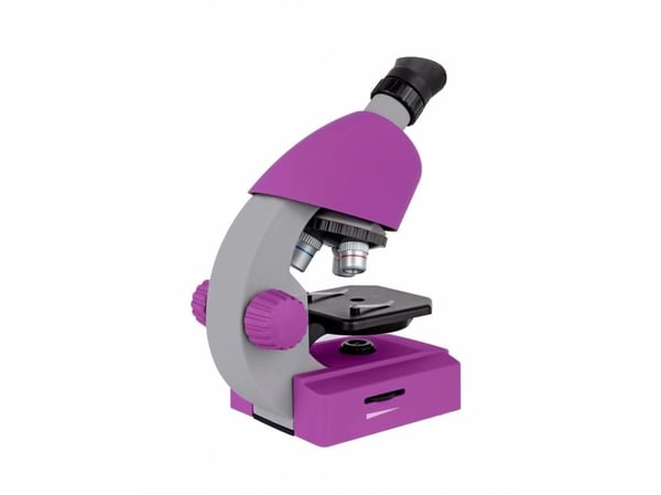 Bresser Optics Junior mikroskooppi 40x-640x LED, paristokäyttöinen, violetti