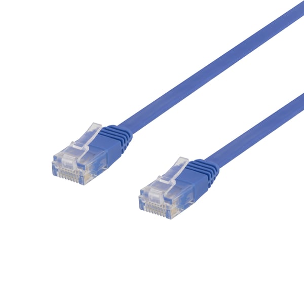 DELTACO TP-610B-FL - Koblingskabel - RJ-45 (hann) til RJ-45 (hann) - 10 m - UTP - CAT 6 - flat - blå