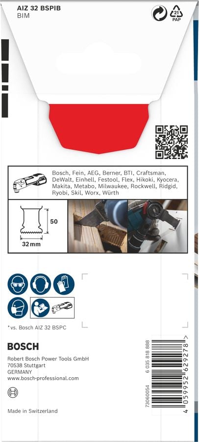 Bosch PRO AIZ 32, Dykksagblad, Hårdt tre, Løvtre, Plast, Svart, Grå, Bimetall, Bosch, 32 mm