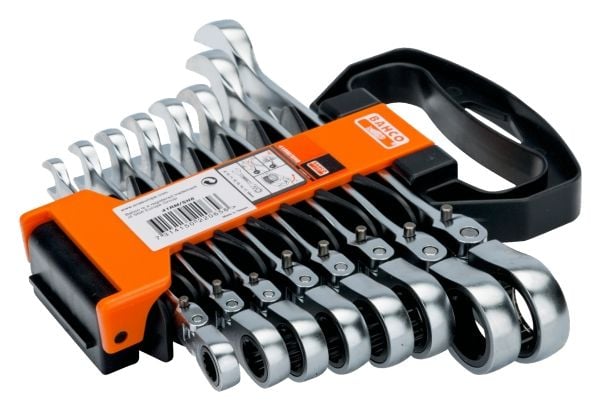 Bahco 41RM/SH8 kombinasjonsnøkkelsett 8 stk., 8-19 mm, fleksibelt hode Bahco 41RM/SH8 kombinasjonsnøkkelsett 8 stk., 8-19 mm, fleksibelt hode