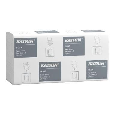 Håndklædeark Katrin Plus Non-Stop W-fold 3-lag L34xB20.3xD8.5cm Nyfiber Hvid,21 pk x 90 stk/krt