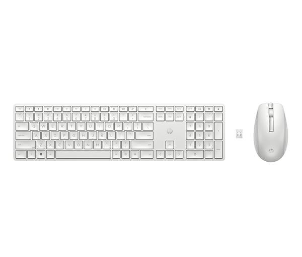 HP 650 trådløst tastatur- og musesett, 2,4 GHz, membrantastatur, hvit