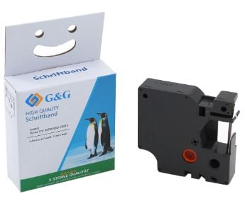 G&amp;G skrivetape 12mm x 7m s/h m. Dymo D1/ 45013/ S072053