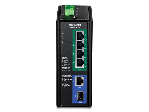 TRENDnet TI-BG50611 - Version v1.0R - switch - industriell - 4 x 10/100/1000/2.5G (PoE++) + 1 x 1 Gigabit / 10 Gigabit SFP+ + 1 x 10/100/1000/2.5/1...