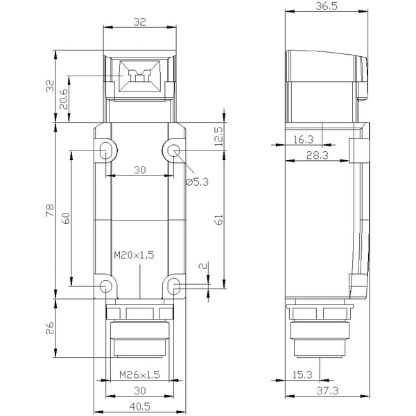 Siemens 3SE51150QV101AD1 3SE5115-0QV10-1AD1 Turvarajakytkin 6 A IP65 1 kpl