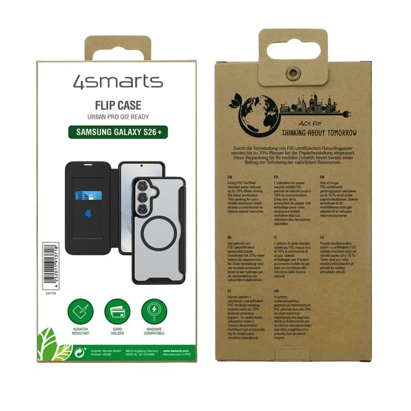 4smarts Urban Pro, Flip case, Samsung, Galaxy S26+, 17 cm (6.7"), Svart