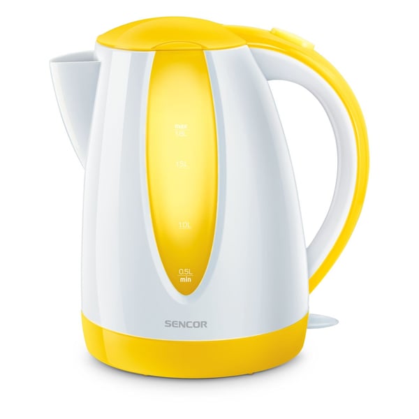 Sencor SWK 1816YL, 1,8 L, 2000 W, Valkoinen, Keltainen, Muovi, Veden tason ilmaisin, Ylikuumenemissuoja