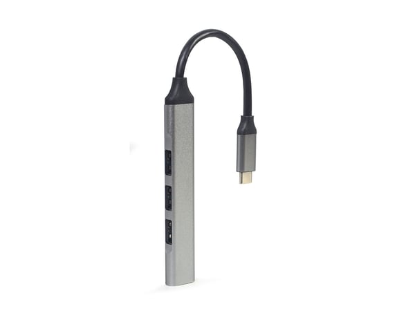 Gembird - Hub - USB Type-C, silver - 1 x USB 3.1 + 3 x USB 2.0 - stasjonær