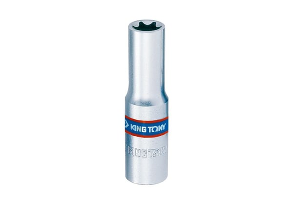 KING TONY LONG STAR / TORX-muffe 3/8" E6 x 63 mm CHROME