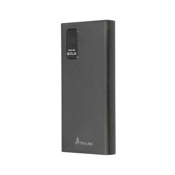 Extralink EPB-067B - Powerbank - 10000 mAh - 22,5 Watt - 4,5 A - Pikalataus - 3 ulostuloa (24-nastainen USB-C, 2 x 9-nastainen USB-tyyppi A) - laji...