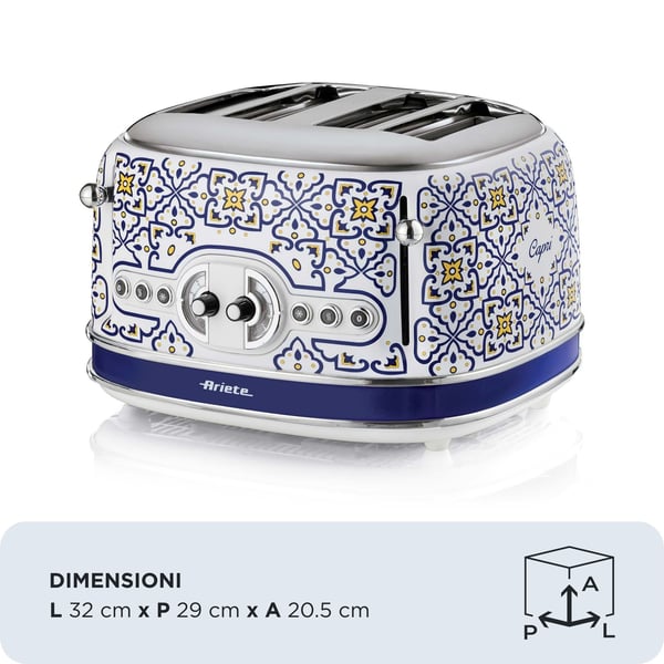 Ariete 0156/0C, 4 skiver, Hvit, Lyseblå, Knapper, Rotasjon, CE, 1630 W, 220-240 V